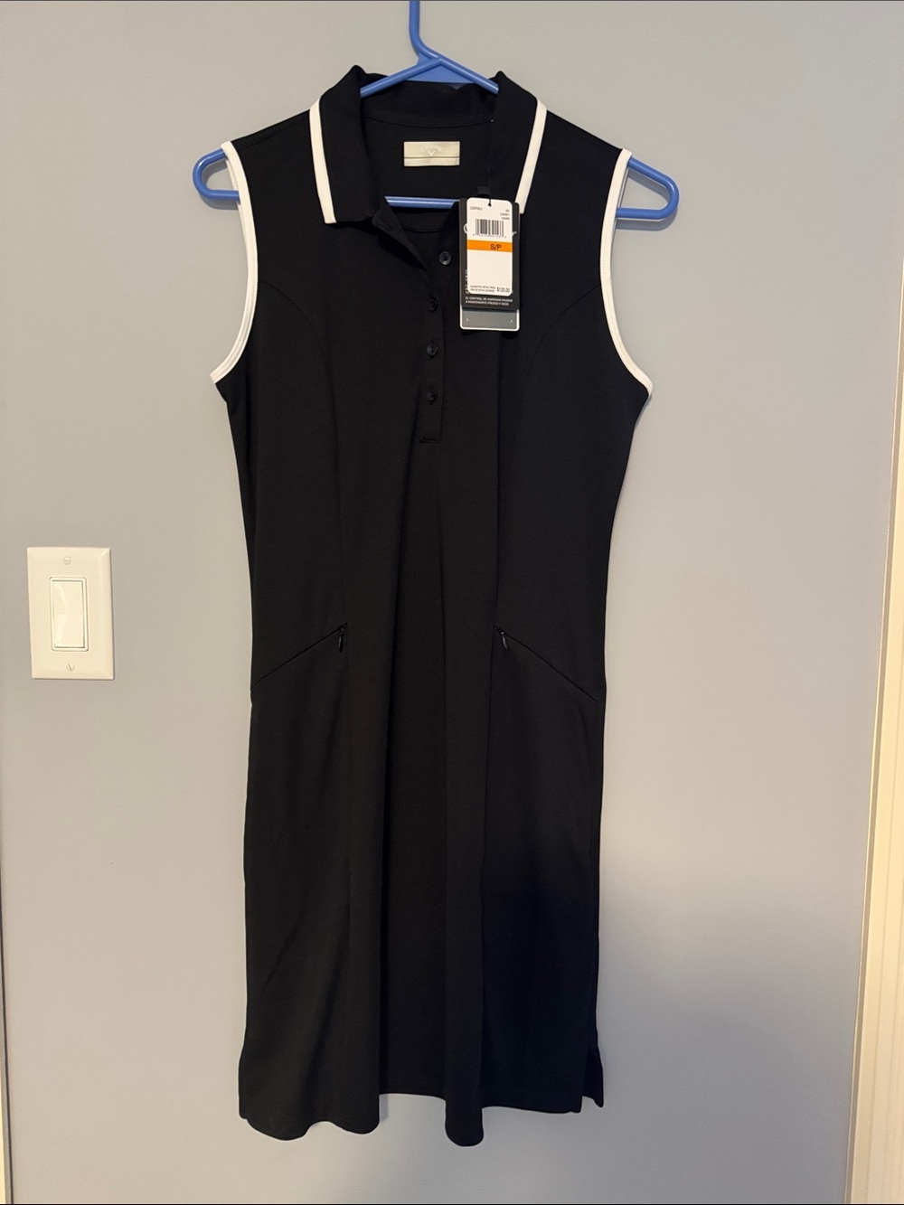 Callaway Black Sleeveless Polo Dress with White Trim